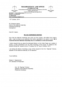 Letter to Clerk NCM